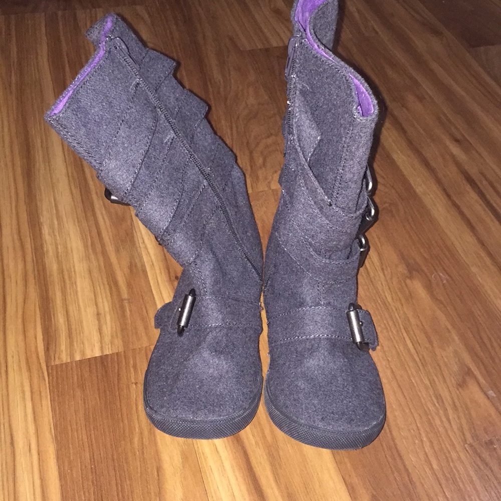 Grey wool combat boots NWOT